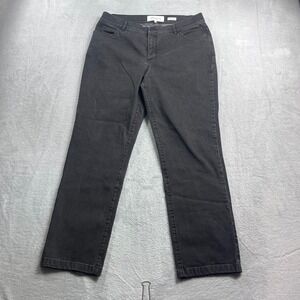 Lafayette 148 New York Thompson Jeans Washed Black‎ Gray Straight Leg Size 14